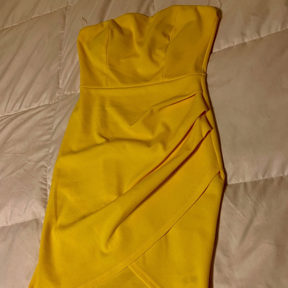 Charlotte Russe tight yellow strapless dress
